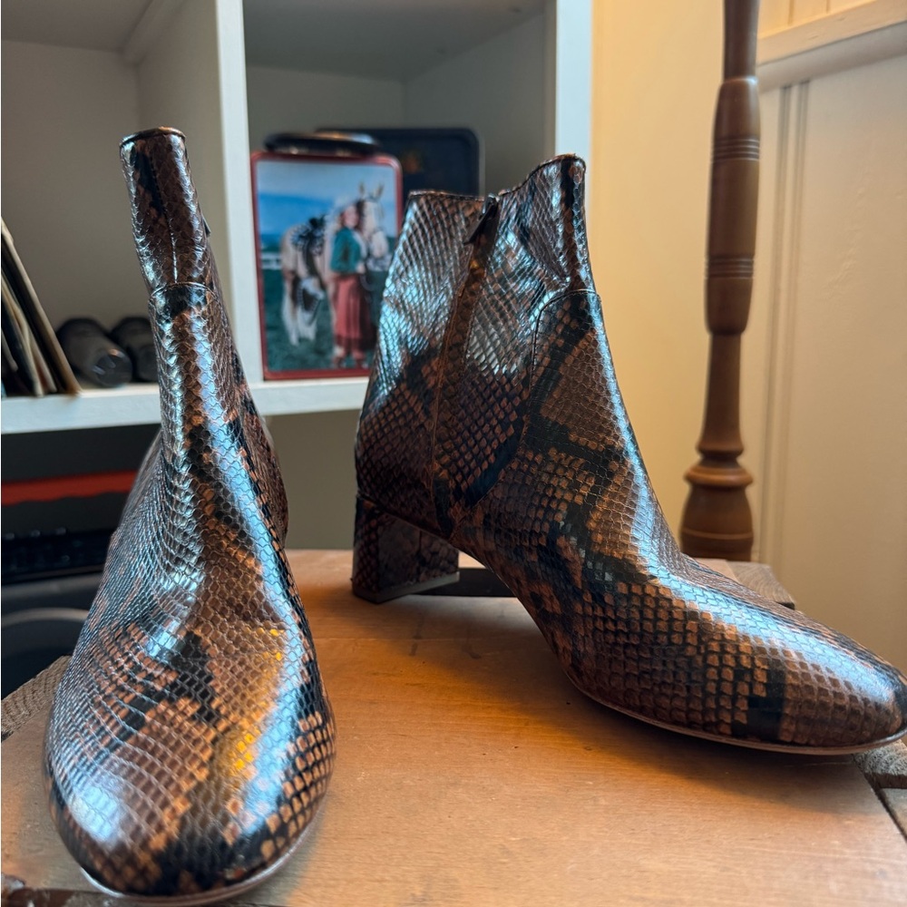 Loeffler Randall Brown Python Leather Ankle Boots… - image 2